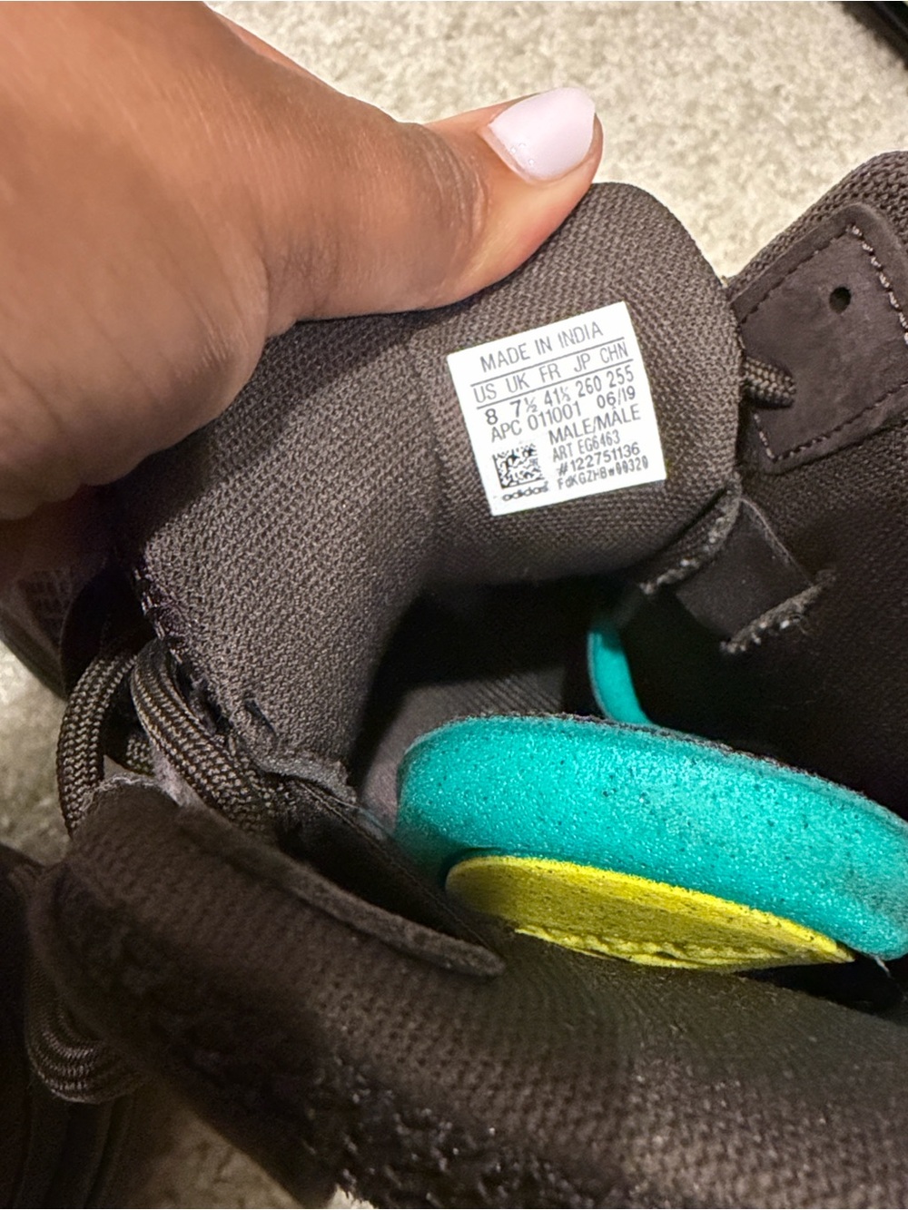 Yeezy Men’s Boots in Dark Brown with Teal and Yellow Insoles